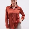 Gusto Satin Shirt - Brown