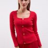 Gusto szögletes gallérú Camisole blúz - piros