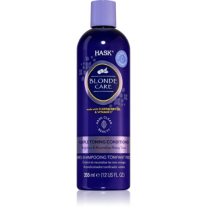 HASK Blonde Care Purple Shampoo kondicionáló szőke hajra semlegesíti a sárgás tónusokat 355 ml