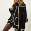 Happiness İstanbul Black Scarf Seasonal Knitwear Cardigan