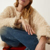 Happiness İstanbul Cream Pocket Plush Fur Jacket