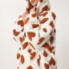 Happiness İstanbul Women's Biscuit Ecru Hooded Heart Plush Coat