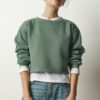 Happiness İstanbul Women's Almond Green Crew Neck Raised Crop Knitted Sweatshirt