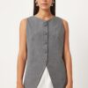 Happiness İstanbul Women's Anthracite Sleeveless Woven Vest