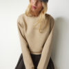 Happiness İstanbul Women's Beige Raised Crop Sweatshirt