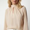 Happiness İstanbul Women's Beige Window Detail Flowy Crepe Blouse