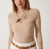 Happiness İstanbul Women's Biscuit Cut Out Detailed Ribbed Knitted Blouse