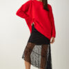 Happiness İstanbul Women's Black Asymmetrical Lace Midi Skirt
