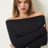 Happiness İstanbul Women's Black Boat Neck Knitted Blouse