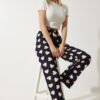 Happiness İstanbul Women's Black Cream Patterned Soft Textured Knitted Pajamas