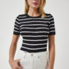 Happiness İstanbul Women's Black Crew Neck Striped Knitwear Blouse