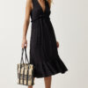 Happiness İstanbul Women's Black Deep V Neck Thick Straps Knitted Dress