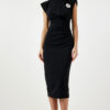 Happiness İstanbul Women's Black Elegant Brooch Gathered Wrap Knitted Dress