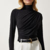 Happiness İstanbul Women's Black Gathered Detailed High Neck Sandy Blouse