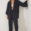 Happiness İstanbul Women's Black Kimono Trousers Set
