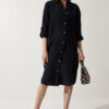 Happiness İstanbul Women's Black Oversize Muslin Shirt Dress