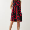 Happiness İstanbul Women's Black Red Patterned Summer Bell Dress