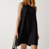 Happiness İstanbul Women's Black Sleeveless Linen Viscose A-Line Dress