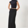 Happiness İstanbul Women's Black Slit Wrap Midi Viscose Knitted Skirt