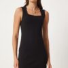 Happiness İstanbul Women's Black Square Neck Thick Strap Knitted Dress