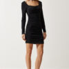 Happiness İstanbul Women's Black Sweetheart Neckline Gathered Sandy Knitted Dress