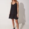 Happiness İstanbul Women's Black Tied Straps Summer Knitted Dress
