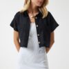 Happiness İstanbul Women's Black Wide Pocket Textured Summer Bolero Jacket