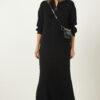 Happiness İstanbul Women's Black Zipper Collar Ribbed Long Knitwear Dress