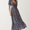 Happiness İstanbul Women's Blue Orange Patterned Window Detail Buckled Knitted Dress
