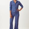 Happiness İstanbul Women's Blue Pink Patterned Summer Woven Shirt and Trousers Set