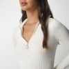 Happiness İstanbul Women's Bone Zipper High Neck Ribbed Knitwear Blouse