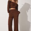 Happiness İstanbul Women's Brown Carmen Collar Crop Blouse