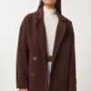 Happiness İstanbul Women's Brown Double Breasted Lapel Stamp Coat