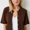 Happiness İstanbul Women's Brown Openwork Seasonal Knitwear Cardigan