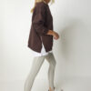 Happiness İstanbul Women's Brown Zipper Detail Raised Knitted Sweatshirt