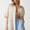 Happiness İstanbul Women's Cream Embroidered Linen Shirt