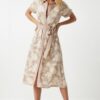 Happiness İstanbul Women's Cream Floral Summer Slim Viscose Dress