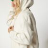 Happiness İstanbul Women's Cream Hooded Zipper Fleece Sweatshirt