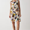 Happiness İstanbul Women's Cream Oil Green Patterned Linen Viscose Mini Dress