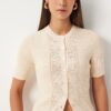 Happiness İstanbul Women's Cream Openwork Seasonal Knitwear Cardigan