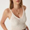 Happiness İstanbul Women's Cream Openwork Strappy Crop Knitwear Blouse