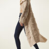 Happiness İstanbul Women's Cream Wide Collar Patterned Long Knitwear Cardigan