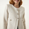 Happiness İstanbul Women's Cream Wide Pocket Elegant Woven Jacket