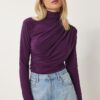 Happiness İstanbul Women's Damson Gathered Detailed High Neck Sandy Blouse