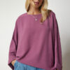 Happiness İstanbul Women's Dark Lilac Bat Sleeve Flowy Ayrobin Blouse
