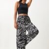 Happiness İstanbul Women's Ecru Black Patterned Flowing Viscose Palazzo Trousers