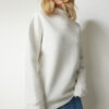 Happiness İstanbul Women's Ecru High Neck Basic Raised Sweatshirt