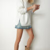 Happiness İstanbul Women's Ecru Zipper Detail Raised Knitted Sweatshirt