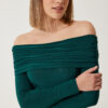 Happiness İstanbul Women's Emerald Green Off-the-Shoulder Ruffle Detailed Blouse