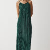 Happiness İstanbul Women's Emerald Green Strappy Summer Pleated Dress
